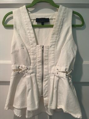 Kendall & Kylie for Neiman Marcus White Peplum Corset Zipper Top